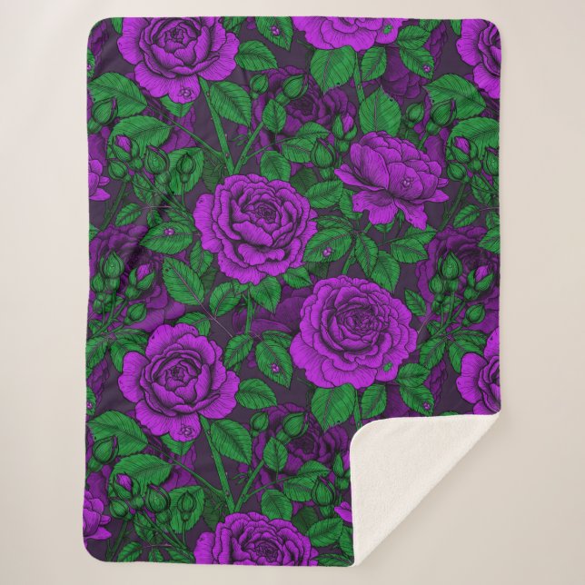Couverture Sherpa Roses violets (Devant)