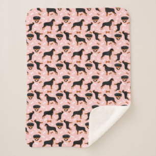 Couverture Sherpa Rottweiler Motif de chien rosé rose Sherpa Blanche