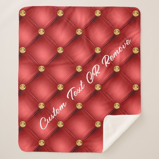 Couverture Sherpa Rouge Diamant Tufé Texte personnalisé Sherpa Blank (Devant)