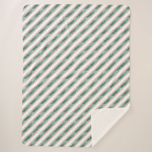 Couverture Sherpa Rouge rosé vert rayures scintillantes