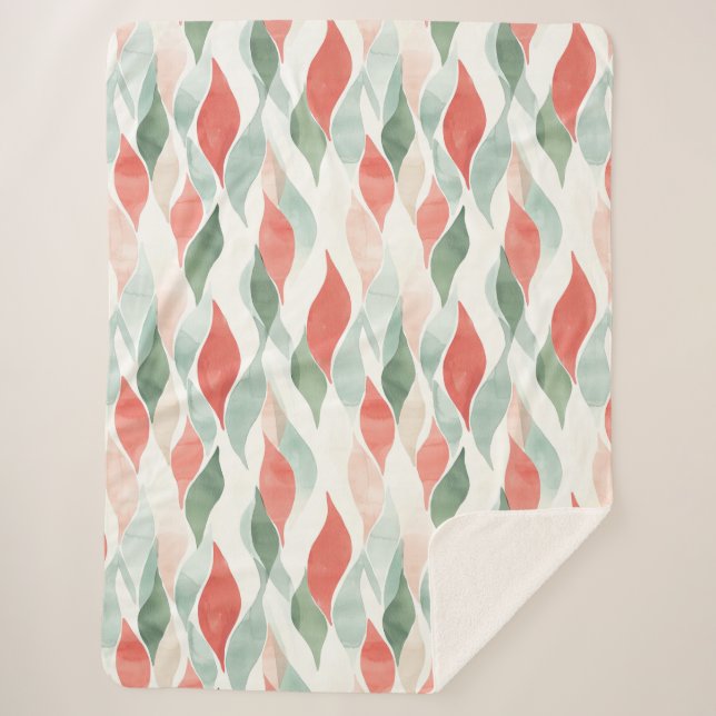 Couverture Sherpa Rouge Vert Crème Menthe Blanche Noël (Devant)