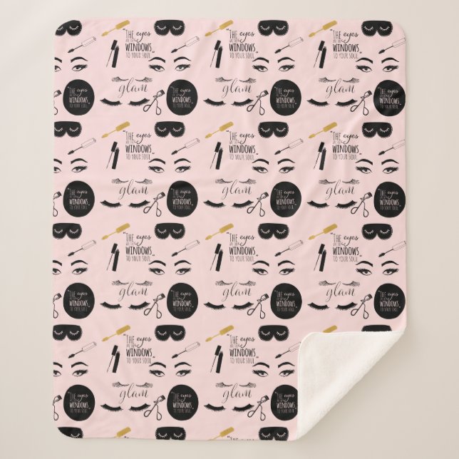 Couverture Sherpa Rougissent les cils noirs roses d'or fascinants (Devant)