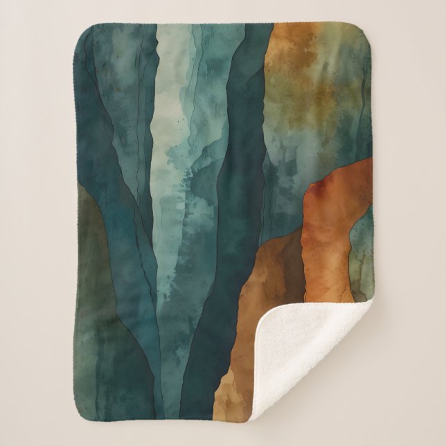 Couverture Sherpa Rouille et Turquoise (Devant)