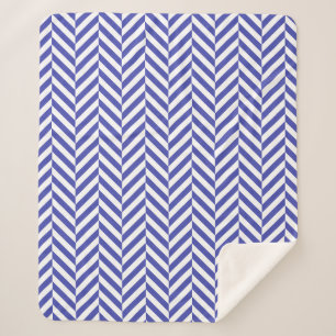 Couverture Sherpa Royal Blue Herringbone Chevron Motif
