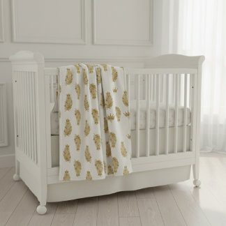 Couverture Sherpa Royal Gold Palm & Crown Pattern Custom Sherpa Baby