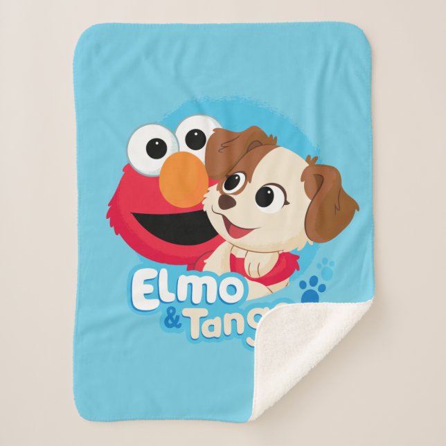 Couverture Sherpa Rue Sésame | Badge Elmo & Tango (Devant)