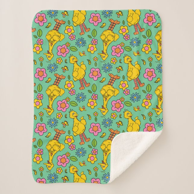 Couverture Sherpa Rue Sésame | Big Bird & Little Bird Motif (Devant)