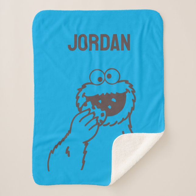 Couverture Sherpa Rue Sésame | Cookies Monster Bright | Ajouter un n (Devant)
