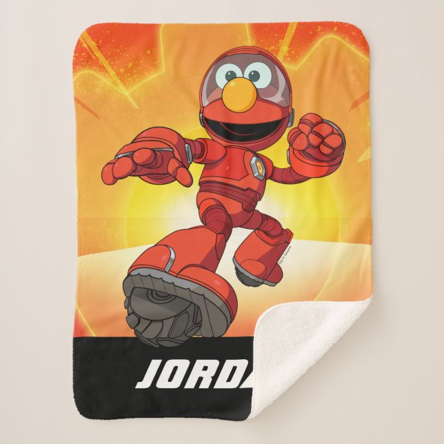 Couverture Sherpa Rue Sésame | Mécaniciens Elmo | Ajouter un nom (Devant)
