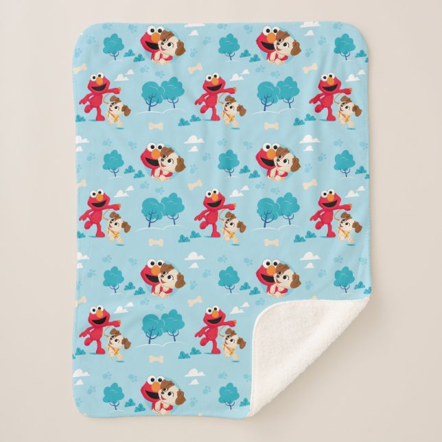 Couverture Sherpa Rue Sésame | Motif Elmo & Tango (Devant)