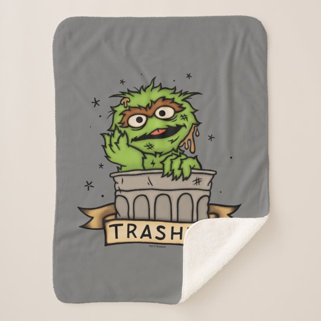 Couverture Sherpa Rue Sésame | Oscar the Grouch Trashed (Devant)