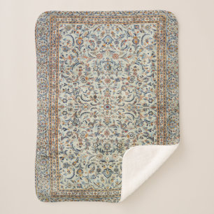 Couverture Sherpa Rug gris à la crème poussiéreuse de la Perse centr