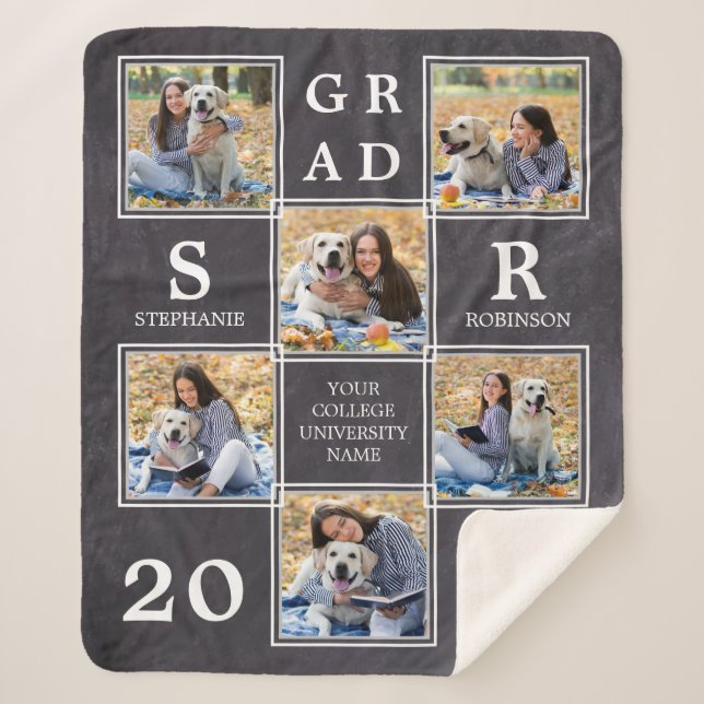 Couverture Sherpa Rustic Graduate Keepsaké Photo Collage Graduation (Devant)