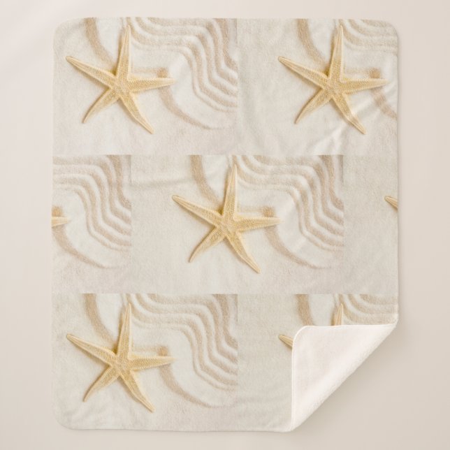 Couverture Sherpa Sable et Starfish couleur neutre naturelle (Devant)