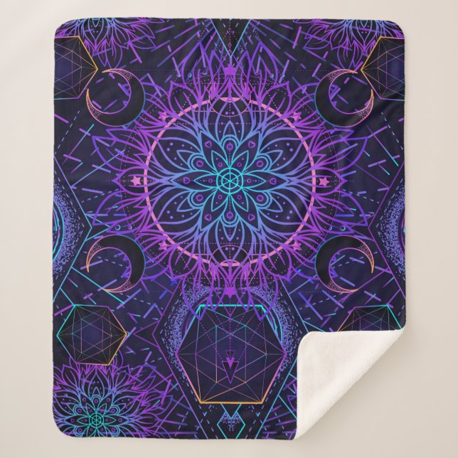 Couverture Sherpa Sacred Geometry seamless pattern. Hindu symbols of (Devant)