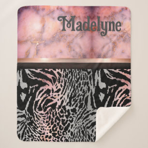 Couverture Sherpa Safari de tigre rose de marbre Imprimer Customisé