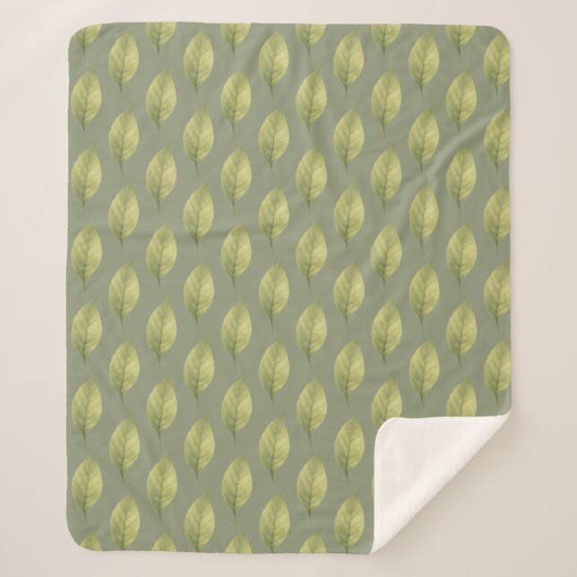 Couverture Sherpa Sage Feuilles Chuchotantes (Devant)