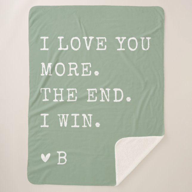 Couverture Sherpa Sage Green Je t'aime Plus Valentines Cadeaux de Jo (Devant)