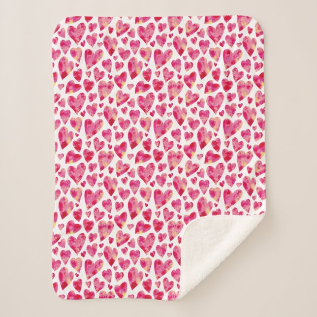Couverture Sherpa Saint Valentin Coeur d'amour rose (Devant)