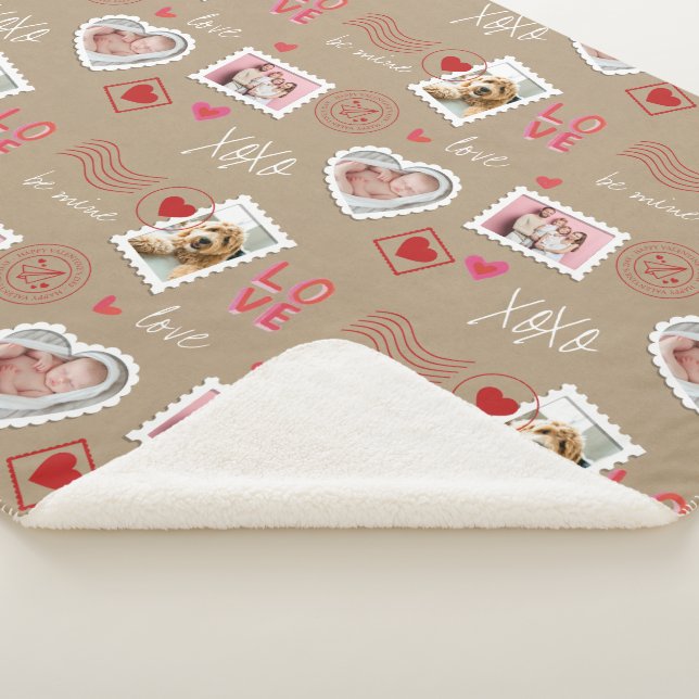 Couverture Sherpa Saint Valentin Coeurs et photo Postage (3/4)