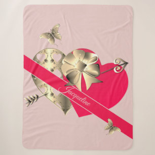 Couverture Sherpa Saint Valentin Coeurs rose Sherpa Blanket