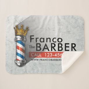 Couverture Sherpa Salon de coiffure Barber Hair Shop King Crown Mât
