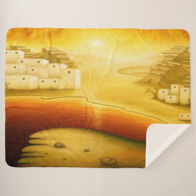 Couverture Sherpa "Salut" - Moyen-Orient, Orient Sunset Peinture (Devant (Horizontal))