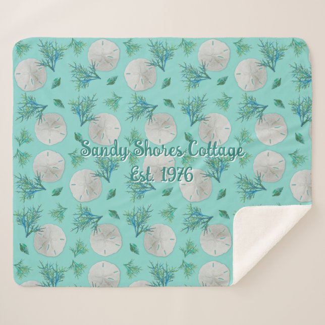 Couverture Sherpa Sand Dollars Pattern Turquoise Coastal Home (Devant (Horizontal))
