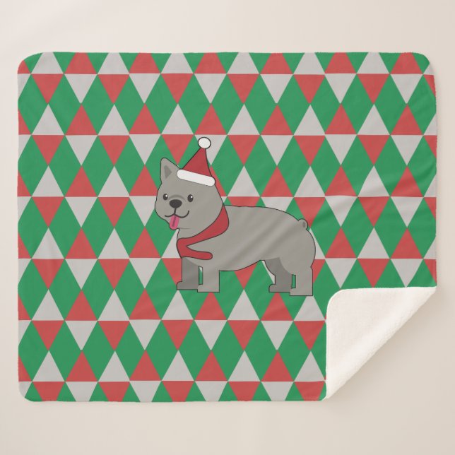 Couverture Sherpa Santa PawsHoliday Diamonds Dog (Devant (Horizontal))