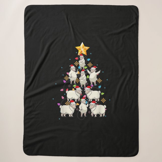 Couverture Sherpa Santa Sheep Christmas Tree Lights Funny Sheep Veni (Devant)