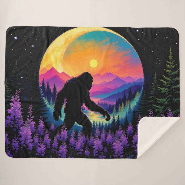 Couverture Sherpa Sasquatch Rainbow Mountain Moon Horloge murale (Devant (Horizontal))