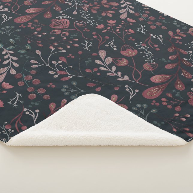 Couverture Sherpa Scandinave Floral Folal Art Motif sans couture (3/4)