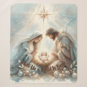 Couverture Sherpa Scène de la Nativité de la Sainte Famille radieuse