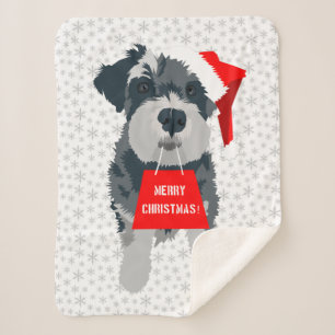 Couverture Sherpa Schnauzer de Noël Chien Santa Hat Sherpa Blanket