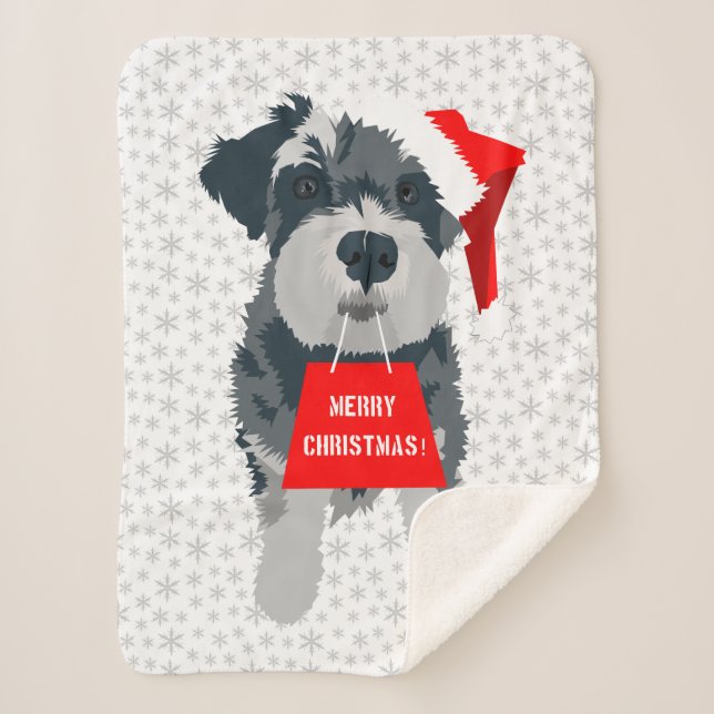 Couverture Sherpa Schnauzer de Noël Chien Santa Hat Sherpa Blanket (Devant)