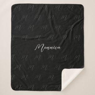 Couverture Sherpa Script Black Elegant personnalisé