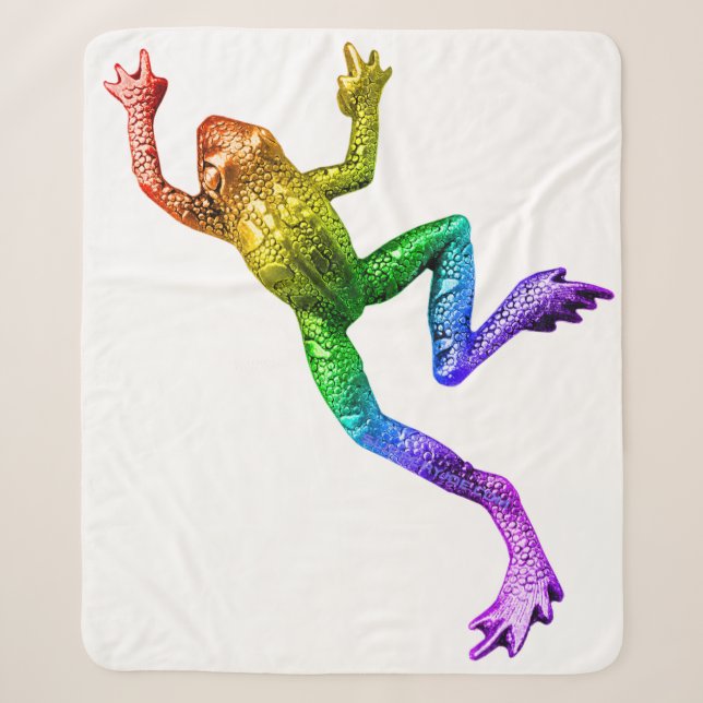 Couverture Sherpa Sculpture de grenouille arc-en-ciel de SlipperyJoe (Devant)