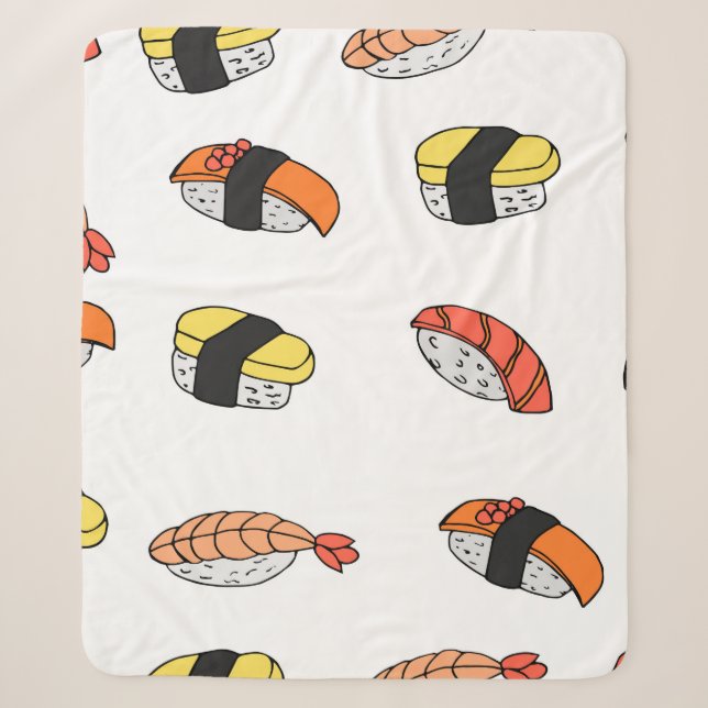 Couverture Sherpa seamless pattern of Sushi (Devant)