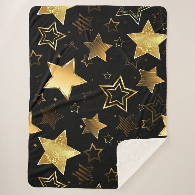Couverture Sherpa Seamless pattern with Golden Stars (Devant)