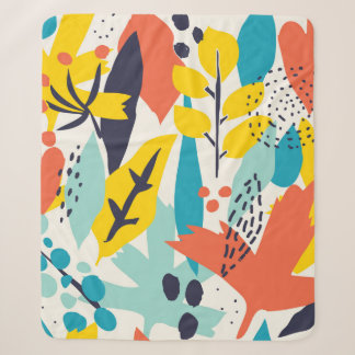 Couverture Sherpa Seamless pattern with hand painted flowers and lea