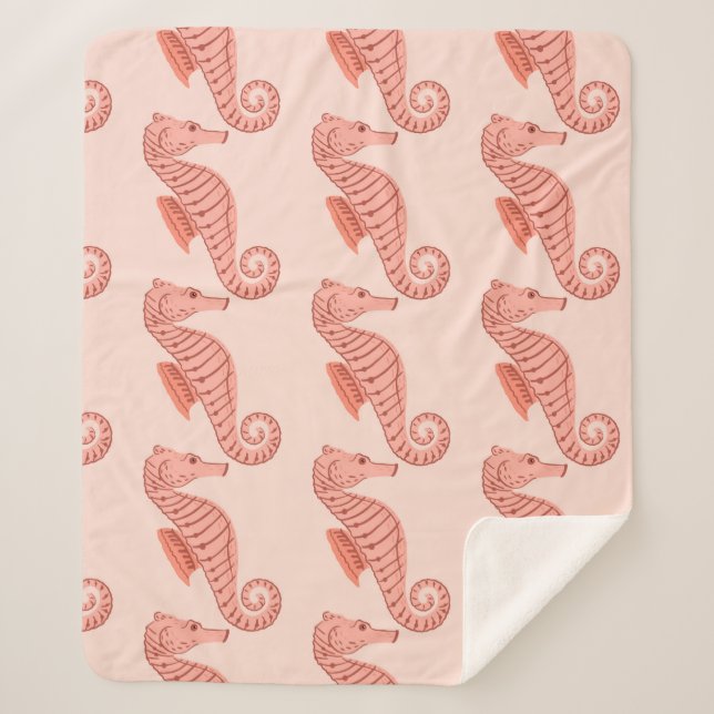 Couverture Sherpa Seamless pattern with seahorse doodle ornament. Pi (Devant)