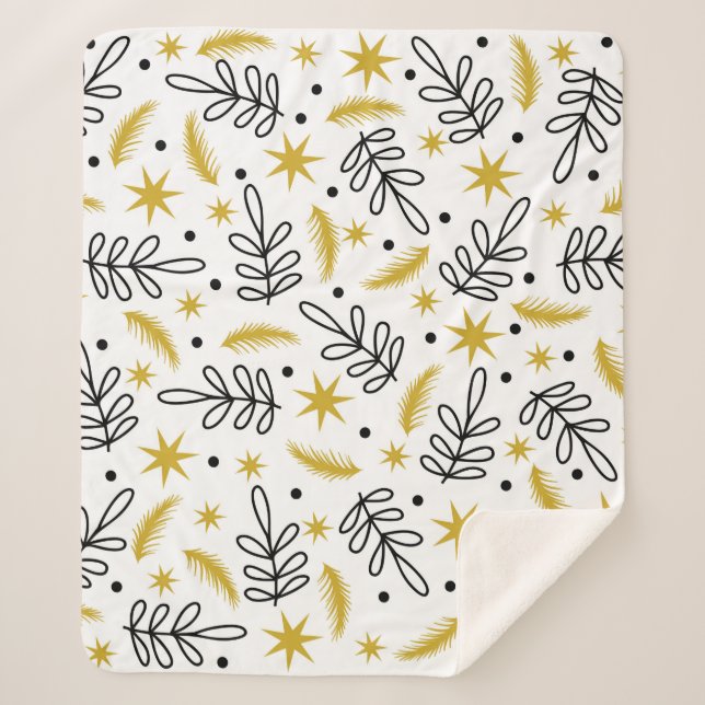 Couverture Sherpa Seamless pattern with snowflakes and fir branches. (Devant)