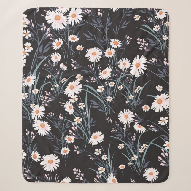 Couverture Sherpa Seamless spring floral pattern with daisies (Devant)