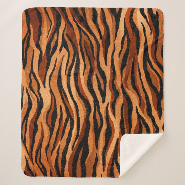 Couverture Sherpa seamless tiger skin pattern. hand drawn (Devant)