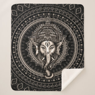 Couverture Sherpa Seigneur Ganesha - noir de sépia