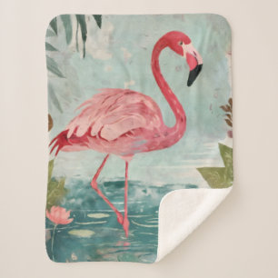 Couverture Sherpa Serenade en rose : le paradis d'un Flamant rose