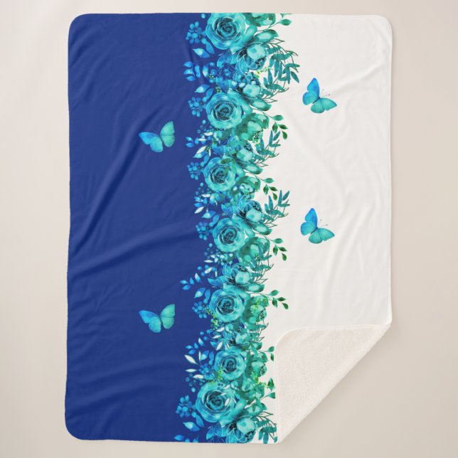 Couverture Sherpa Serenity Blue Petal (Devant)
