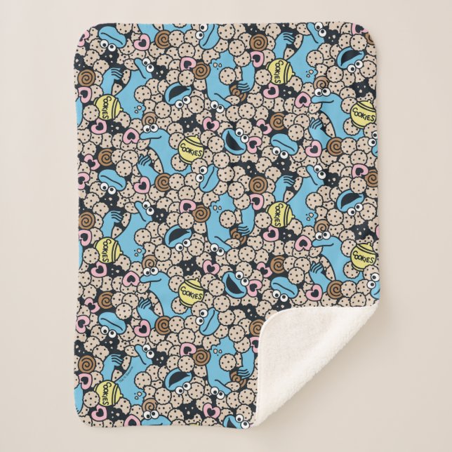 Couverture Sherpa Sésame Sésame | Cookie Monster Doodle Motif (Devant)