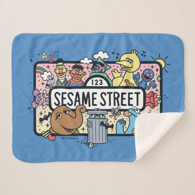 Couverture Sherpa Sésame Sésame | Sesame Pals signe de Doodle (Devant (Horizontal))