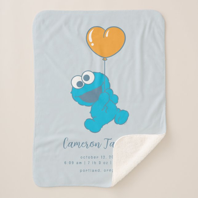 Couverture Sherpa Sesame Street Cookie Monster Baby Birth Statistiqu (Devant)